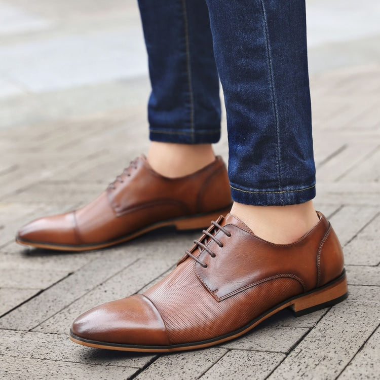 Brent Leather Cap Toe Derby Cognac Cap Toe Derbys | Mens Formal Style | Brent by Amali  main image 3