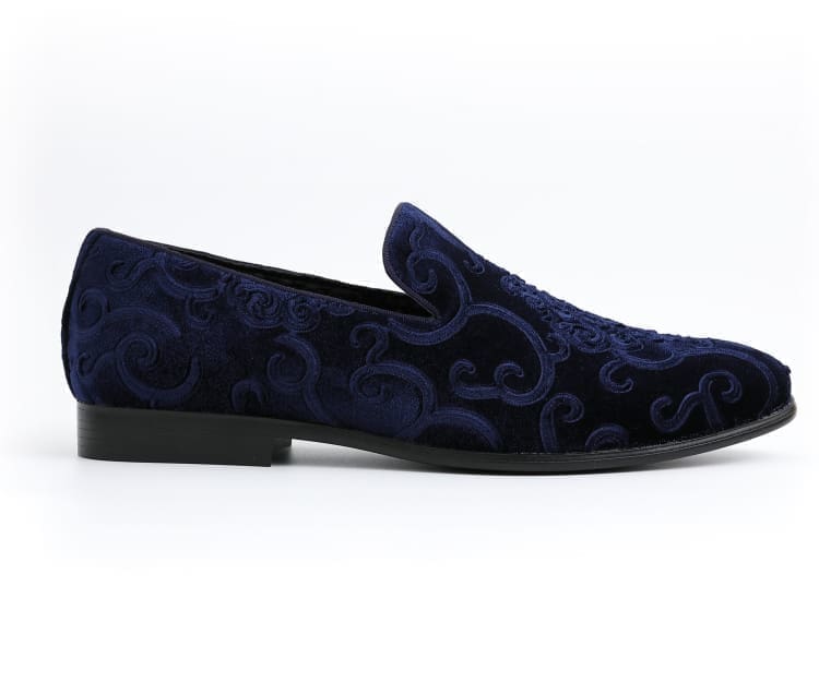 Navy Blue Tuxedo Shoes | Velvet Design