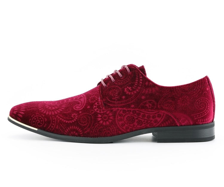 Burgundy Derby Shoes | Paisley Design