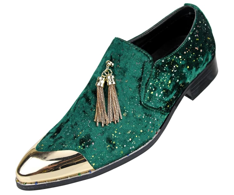 Green Fashion Loafers | Gold Tassel and Toe | Chaz by Amali Amali Shoes Green Fashion Loafers | Gold Tassel and Toe | Chaz by Amali Amali Shoes