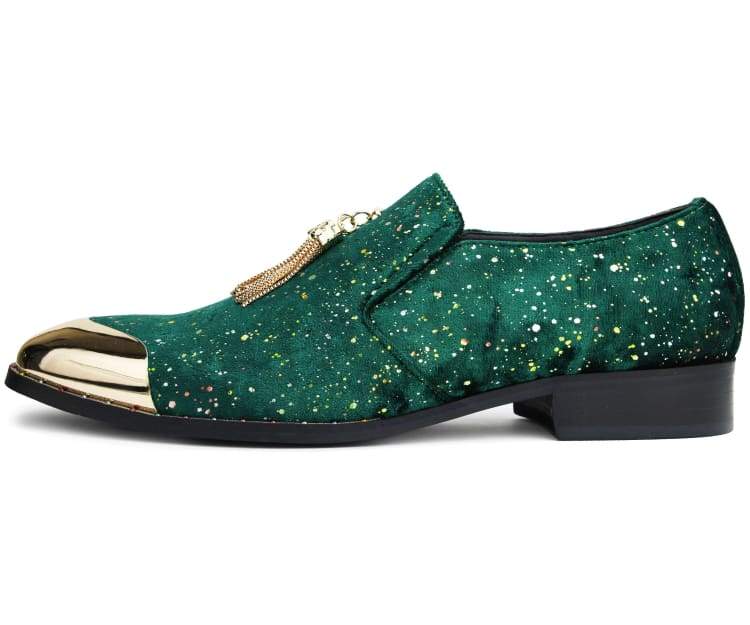 Green Fashion Loafers | Gold Tassel and Toe | Chaz by Amali Amali Shoes Green Fashion Loafers | Gold Tassel and Toe | Chaz by Amali Amali Shoes