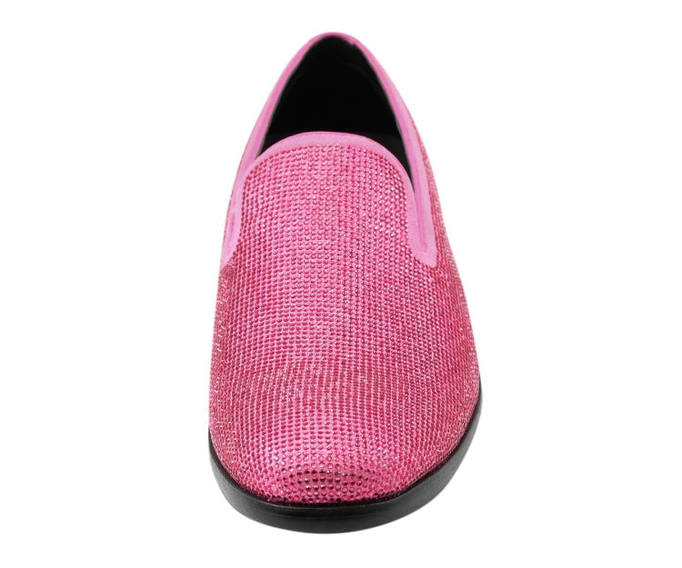 Amali Dazzle fuchsia sparkly loafers front