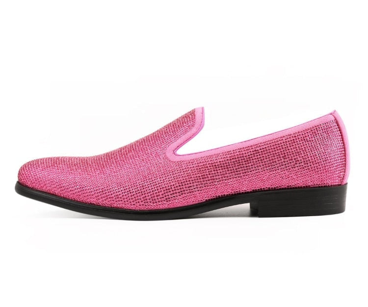 Amali Dazzle fuchsia sparkly loafers side
