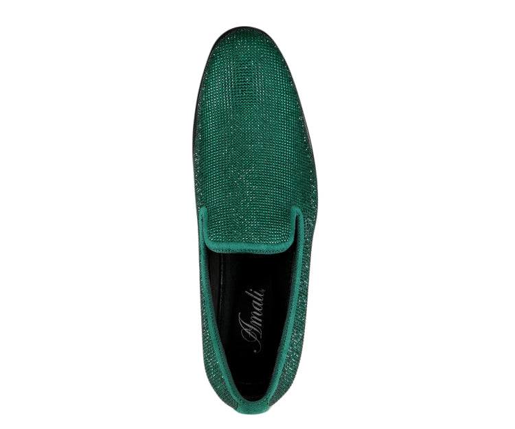 slim fit dress slacks Emerald green sequin high-vamp ballet flats