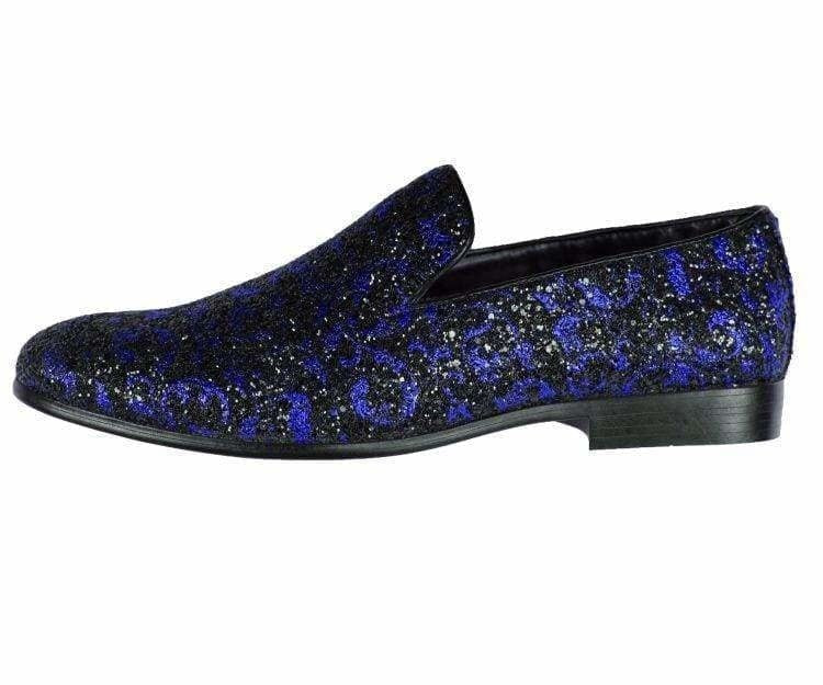 Blue Glitter Loafers | Bold Paisley Design | Erin by Amali Amali Shoes Blue Glitter Loafers | Bold Paisley Design | Erin by Amali Amali Shoes