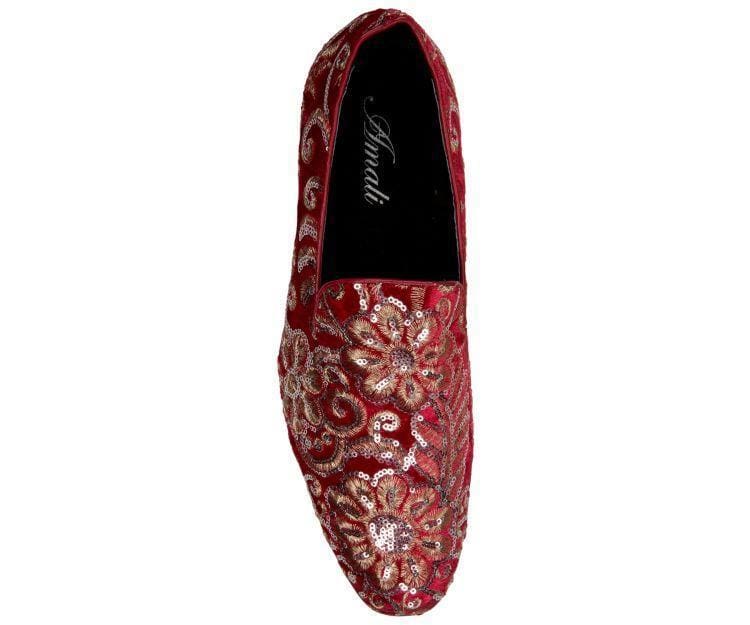 Red Sequin Loafers | Floral Design | Fabian by Amali Amali Shoes Red Sequin Loafers | Floral Design | Fabian by Amali Amali Shoes
