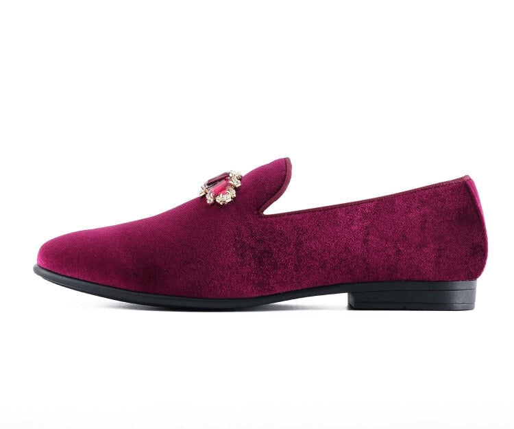 Burgundy Loafers | Mens Jeweled Smokers