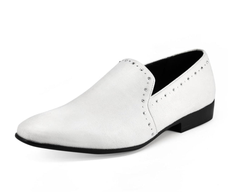 White Rhinestone Loafers​ | Mens Flair