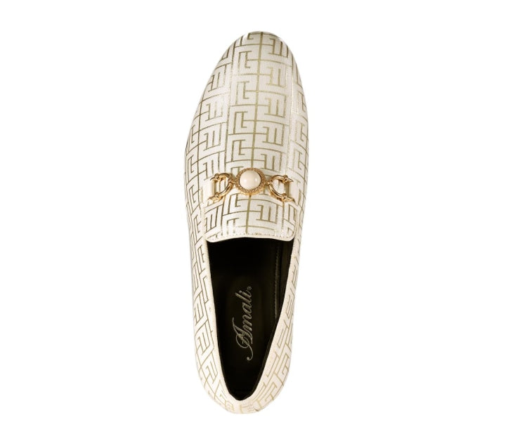 Men’s Gold Buckle Cream Loafers Cream Dress Loafers​ | Bit Style | Just Men`s Shoes – Just  main image 4
