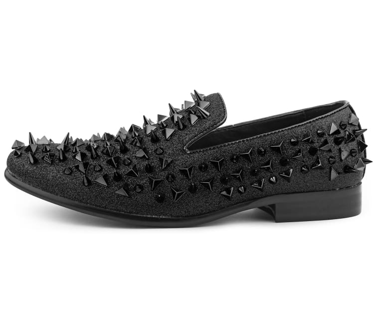 black dress shoes with spikes Mesa Spiked Loafers Size:UK22 How to Measure To black dresse Black Sheer Long Sleeve