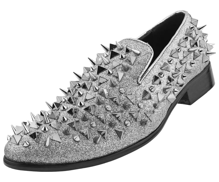 Men\'s Silver Patterned Loafers with Chain Accent ASOS DESIGN loafers in silver velvet with gunmetal chain  main image 3