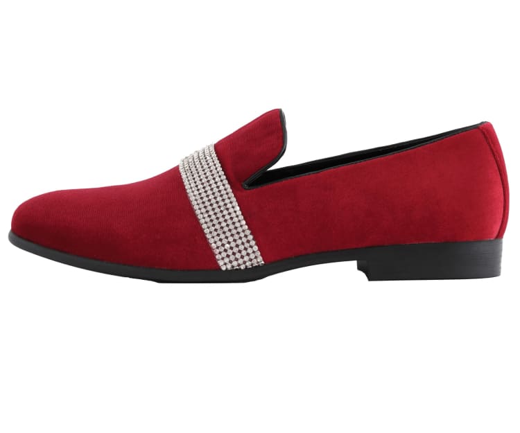 MEN\'S AMALI VELVET SMOKER WITH RHINESTONE EMBELLISHED STRAP. Black Velvet Loafers | Luxury Smokers | Amali Shoes – Just  main image 4