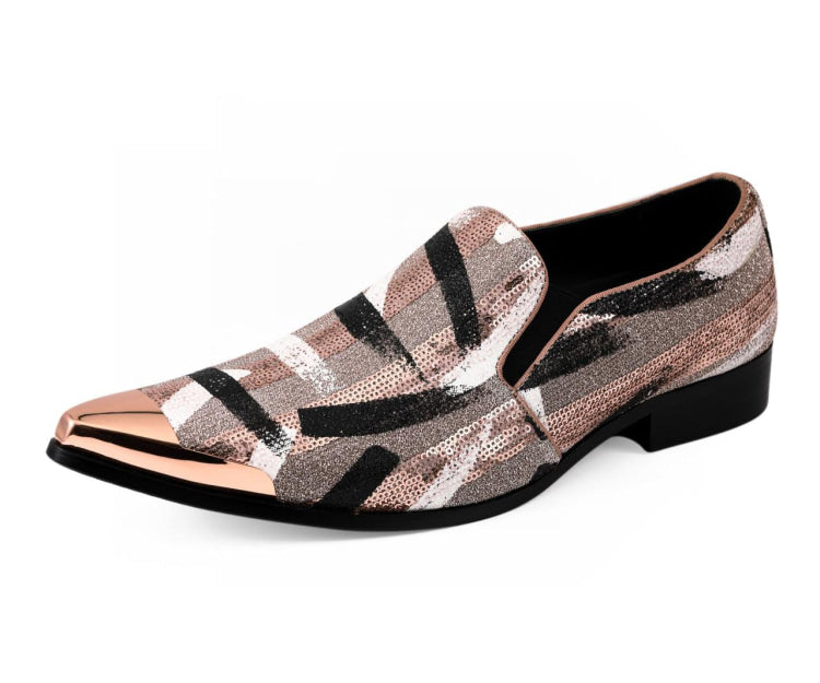 slim fit dress slacks Rose Gold Dress Shoes | Metal Tip Fashion