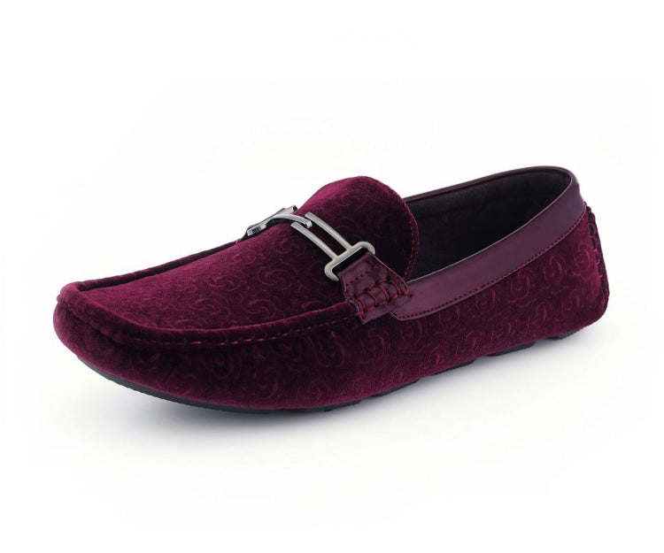 Burgundy Velvet Loafers | Driving Shoes | Roberto by Amali  display picture 1
