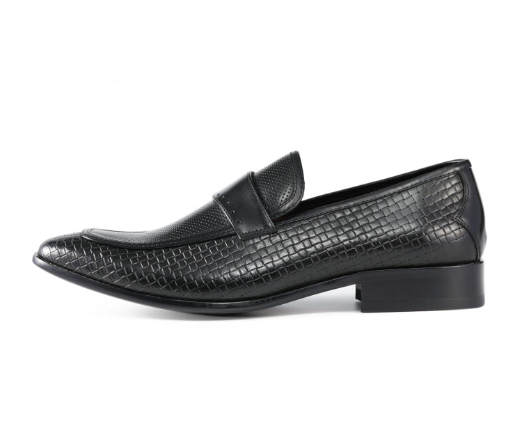 black casual dress shoes for men Black Woven Loafers | Sophisticated Style