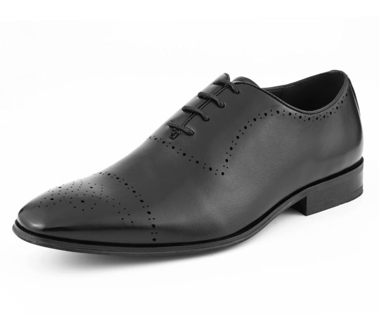 mens black cap toe dress shoes Men's Black Calfskin Cap-Toe Oxford Shoes 45