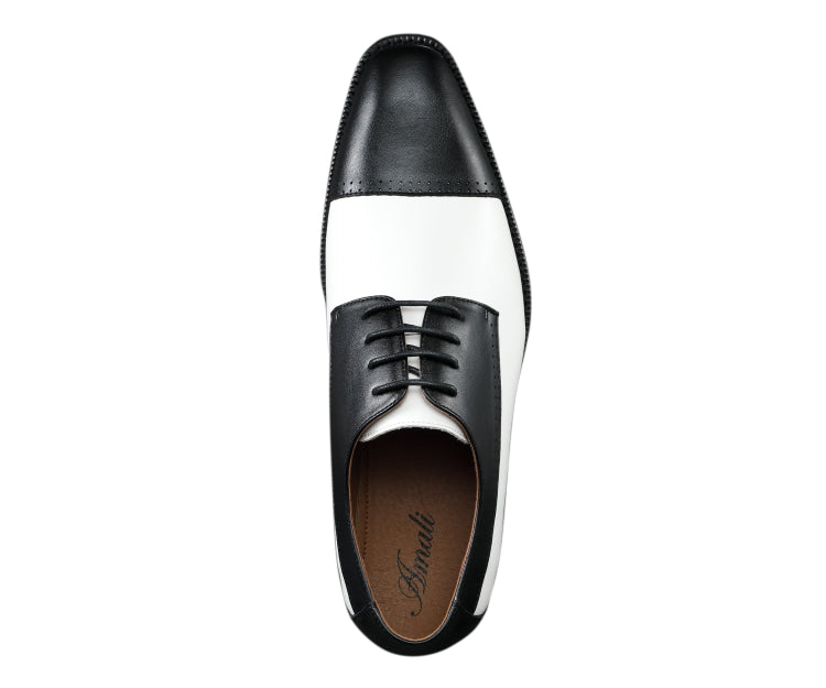 black and white dress shoes for sale Mens 1920's Gangster Wingtip Dress Shoe in Black and White 11.5M / Black main image 0