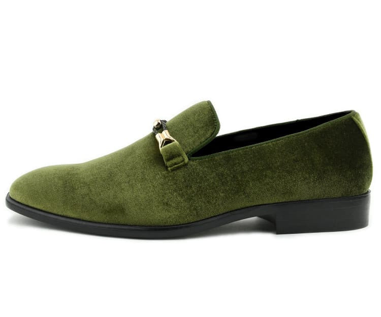 
                      
                        Amali Aller green velvet loafers side
                      
                    
