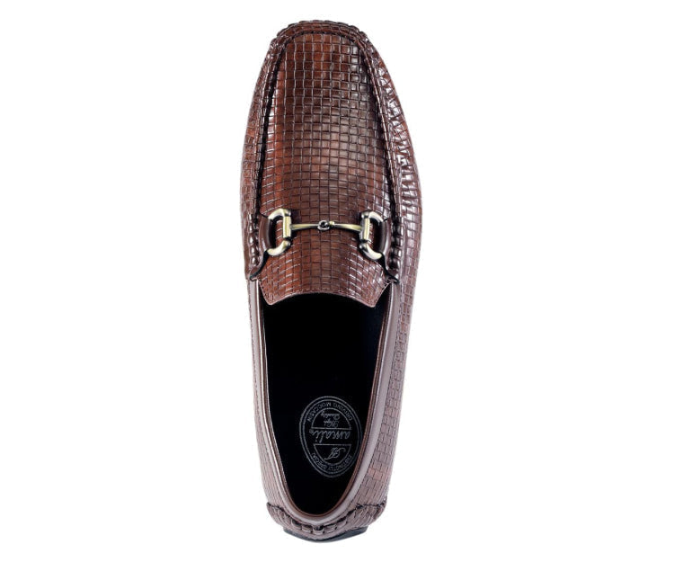 
                      
                        Amali Amerigo cognac woven loafers top
                      
                    