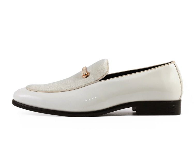 
                      
                        Amali Andrew cream patent loafers side
                      
                    