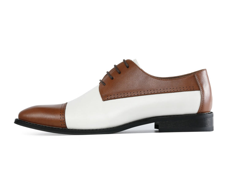 Amali Archer tan spectator dress shoes side