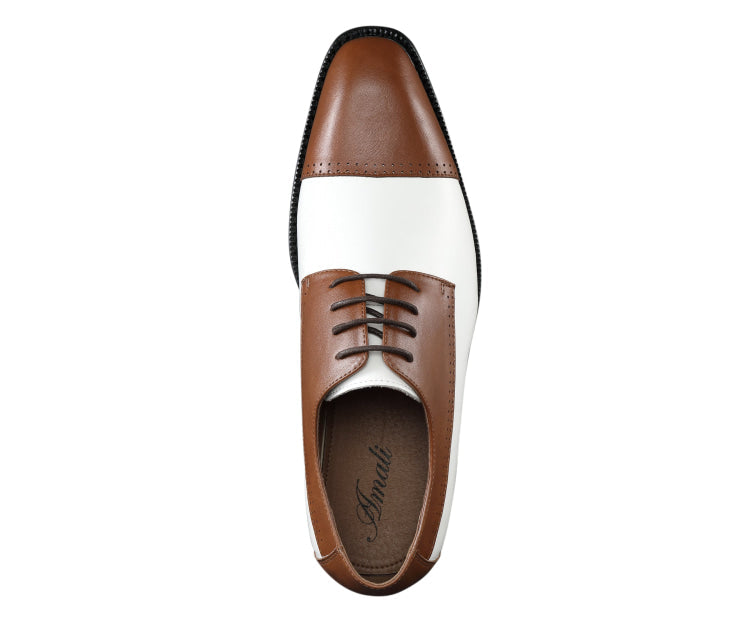
                      
                        Amali Archer tan spectator dress shoes top
                      
                    