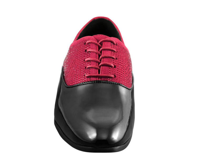 
                      
                        Amali Ashton black and red patent tuxedo shoes front
                      
                    
