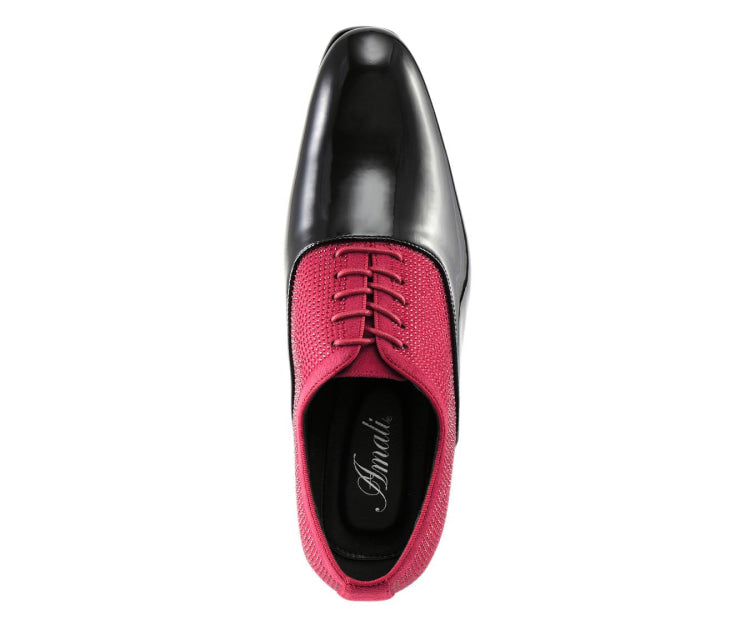 
                      
                        Amali Ashton black and red patent tuxedo shoes top
                      
                    