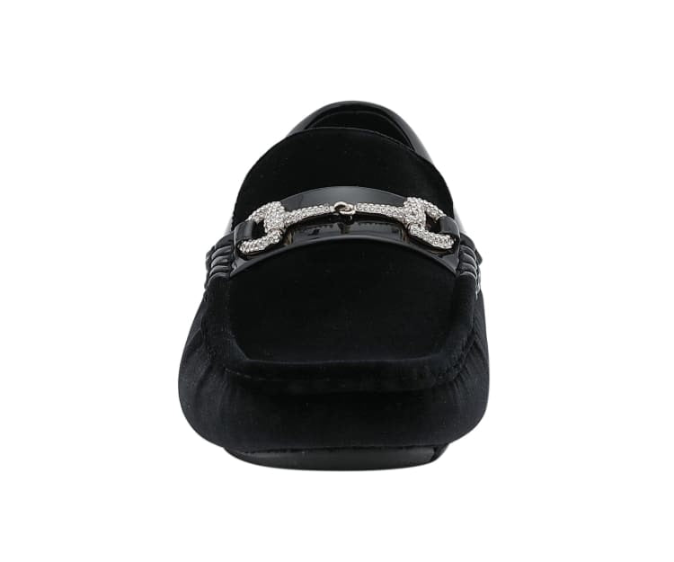 
                      
                        Amali Bling black moccasin shoes front
                      
                    