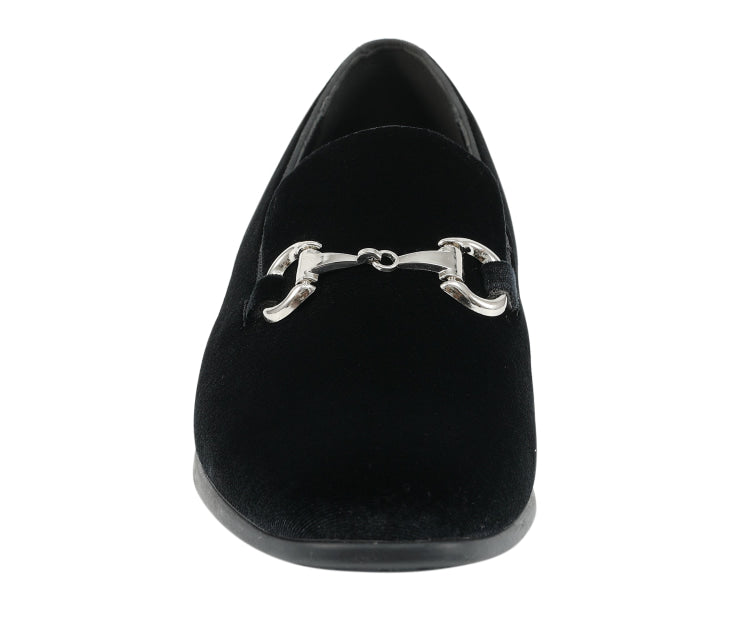 
                      
                        Amali Brad black velvet loafers​ front
                      
                    