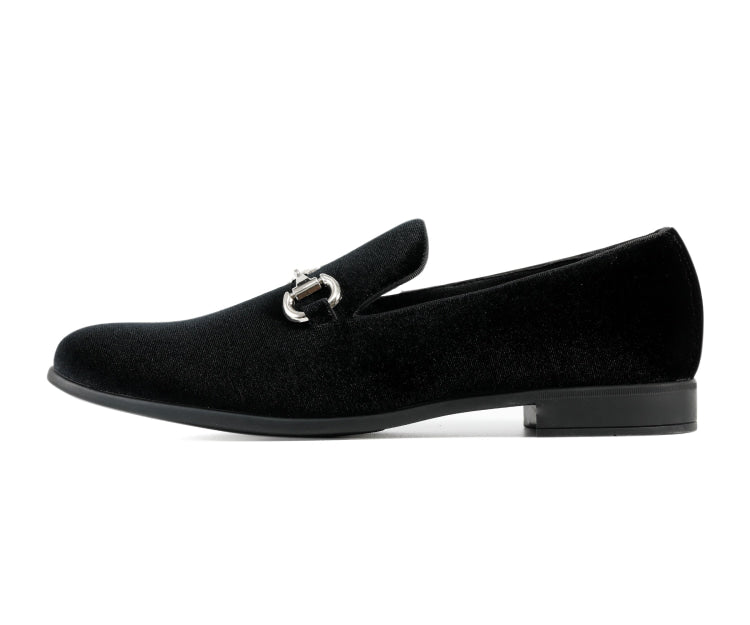 Amali Brad black velvet loafers​ side