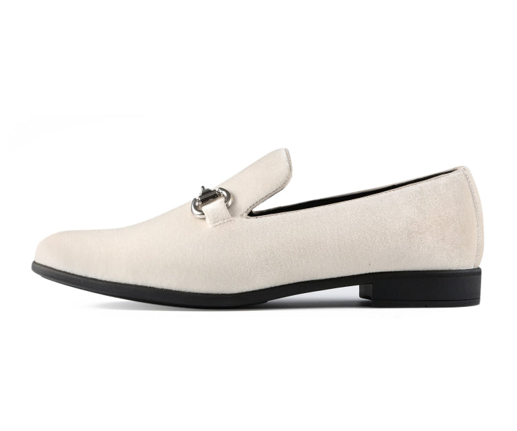 Amali Brad cream velvet loafers​ side