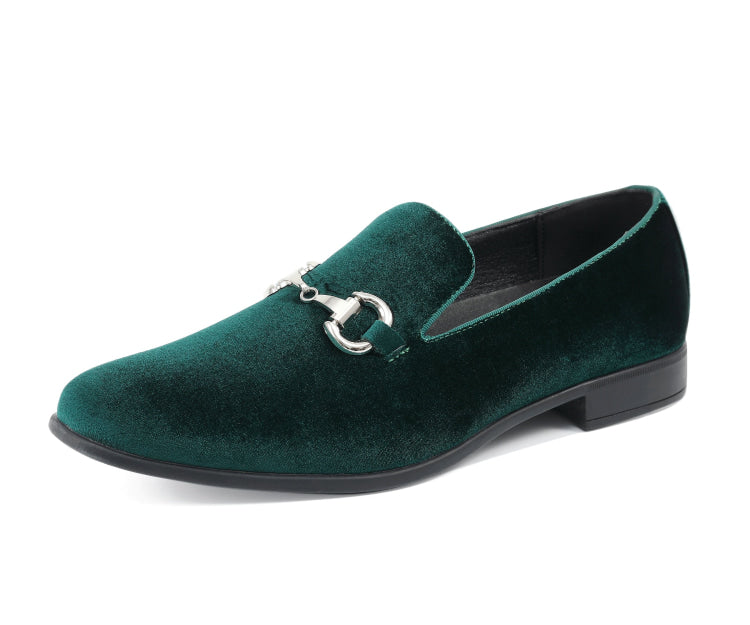 Amali Brad green velvet loafers main