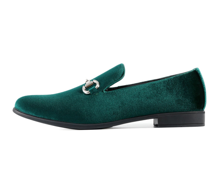 Amali Brad green velvet loafers side
