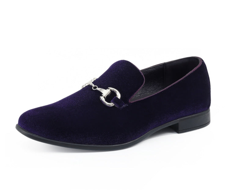 Amali Brad purple velvet loafers main