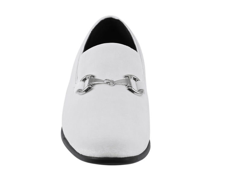 
                      
                        Amali Brad white velvet loafers​ front
                      
                    