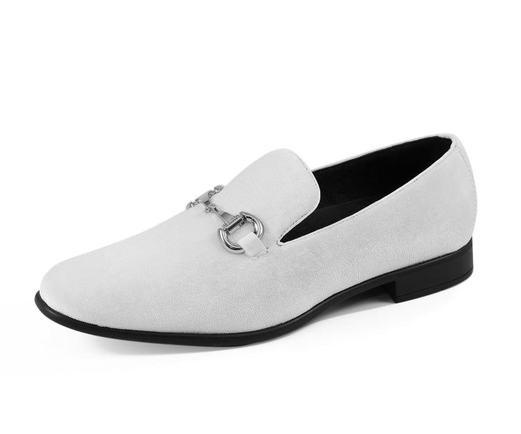 Amali Brad white velvet loafers​ main