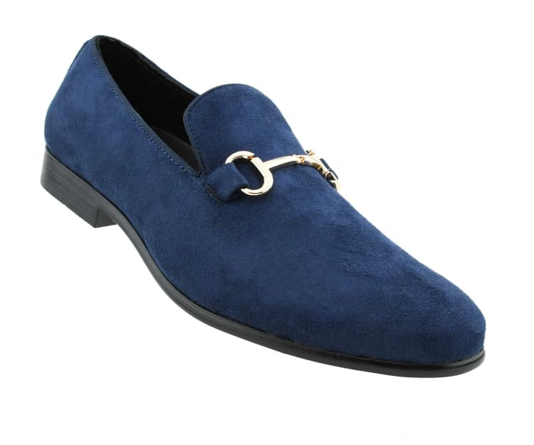 Amali Bradford navy blue dress loafers angled