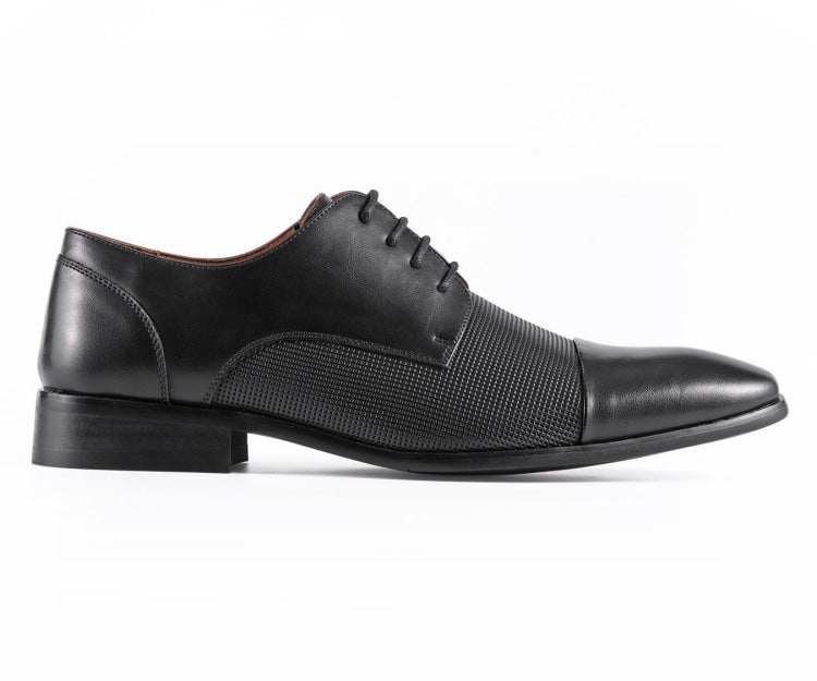 Amali Brent black cap toe derbys side
