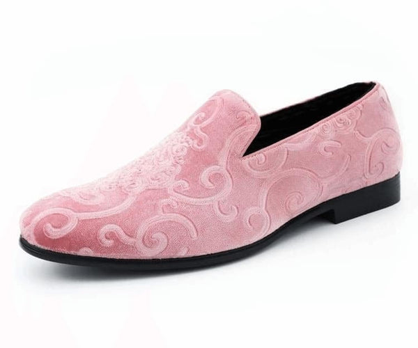 Pink Tuxedo Shoes | Velvet Paisley Design