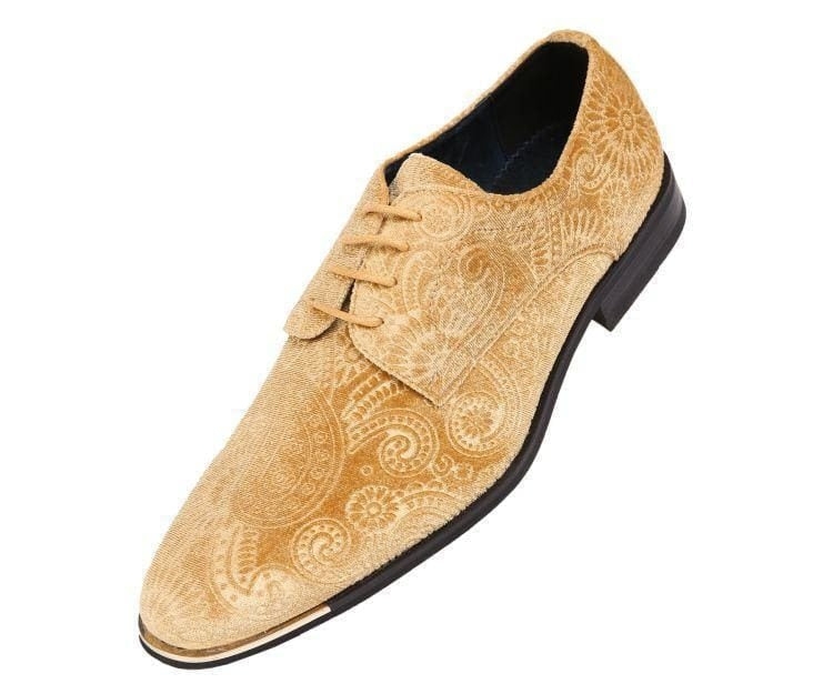 Amali Chadwick gold derby shoes angled