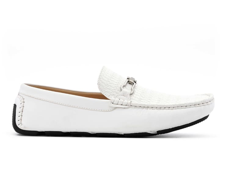Amali Charles white driving loafers side