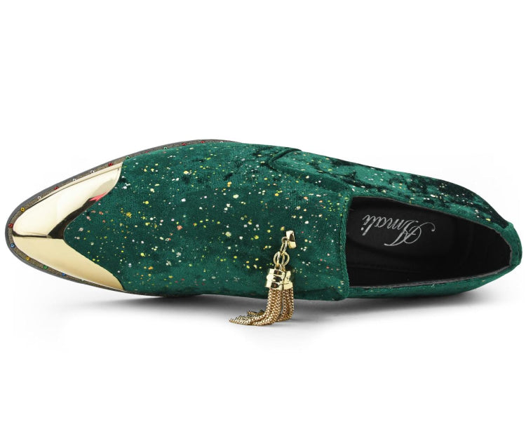 Green Fashion Loafers | Gold Tassel and Toe | Chaz by Amali Amali Shoes Green Fashion Loafers | Gold Tassel and Toe | Chaz by Amali Amali Shoes