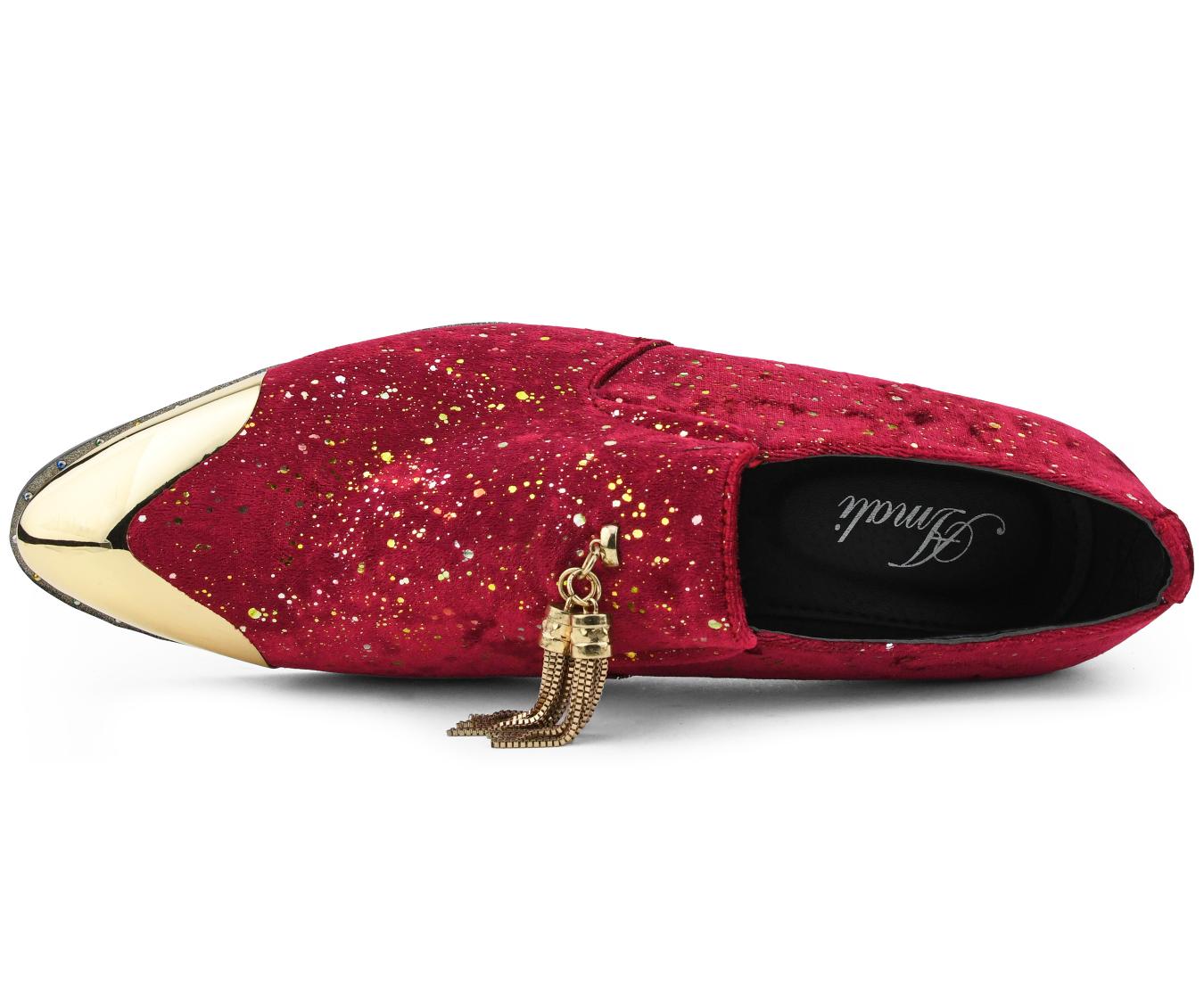 Red Fashion Loafers | Gold Tassel and Toe | Chaz by Amali Amali Shoes Red Fashion Loafers | Gold Tassel and Toe | Chaz by Amali Amali Shoes