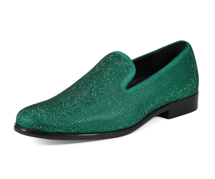 Amali Dazzle green sparkly loafers main