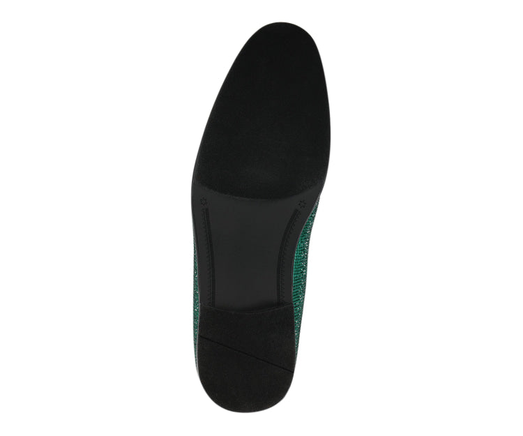 
                      
                        Amali Dazzle green sparkly loafers sole
                      
                    