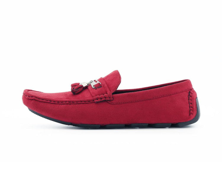 Amali Dyer red driving shoes side