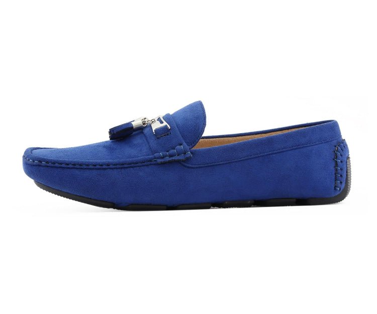 Amali Dyer royal blue driving shoes side