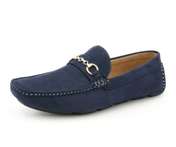 Amali Ecker navy blue moccasins main