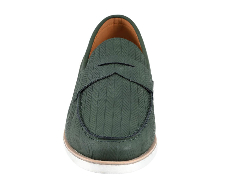 
                      
                        Amali Elias green penny loafers front
                      
                    